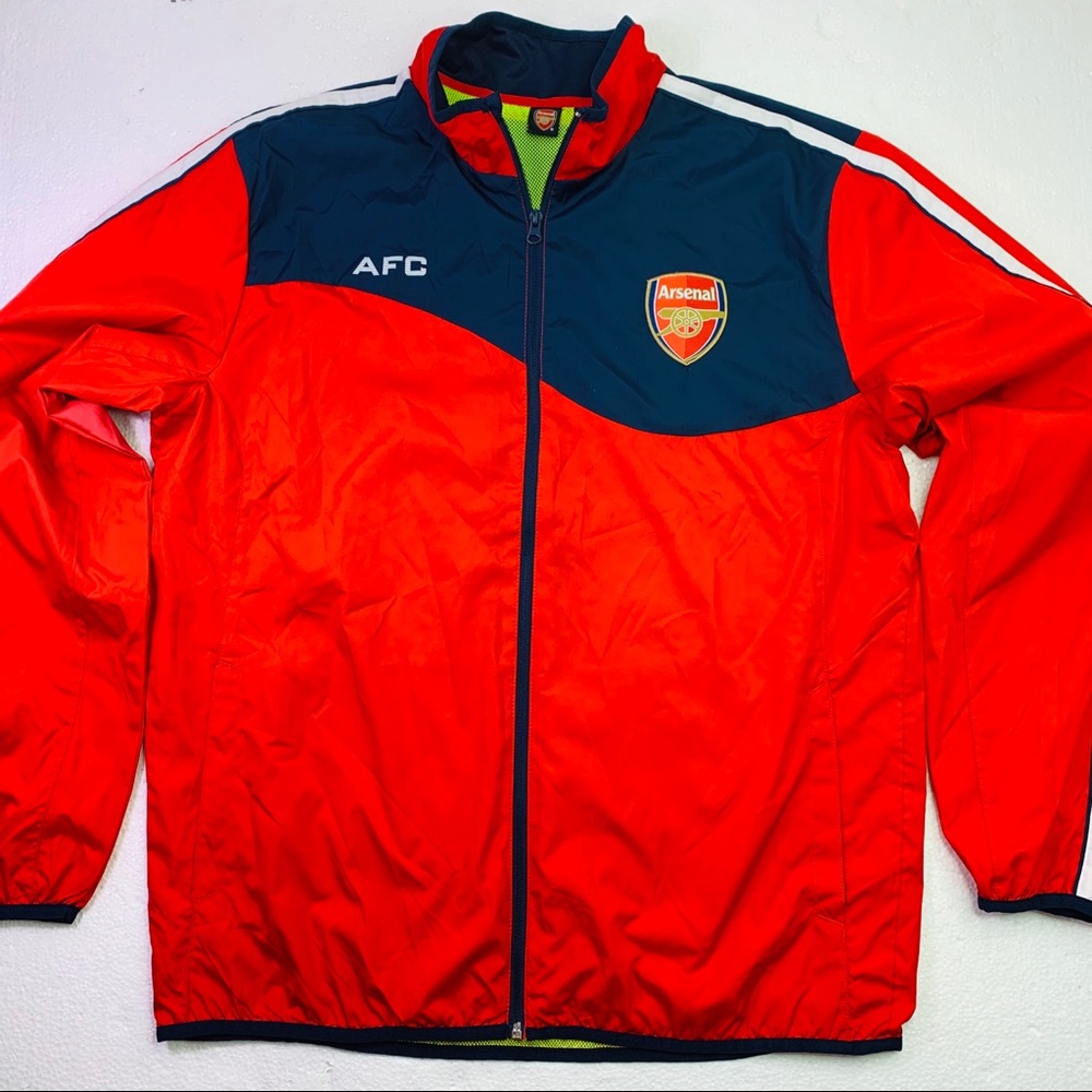 Arsenal FC Soccer Windbreaker Jacket Zip Sz Large